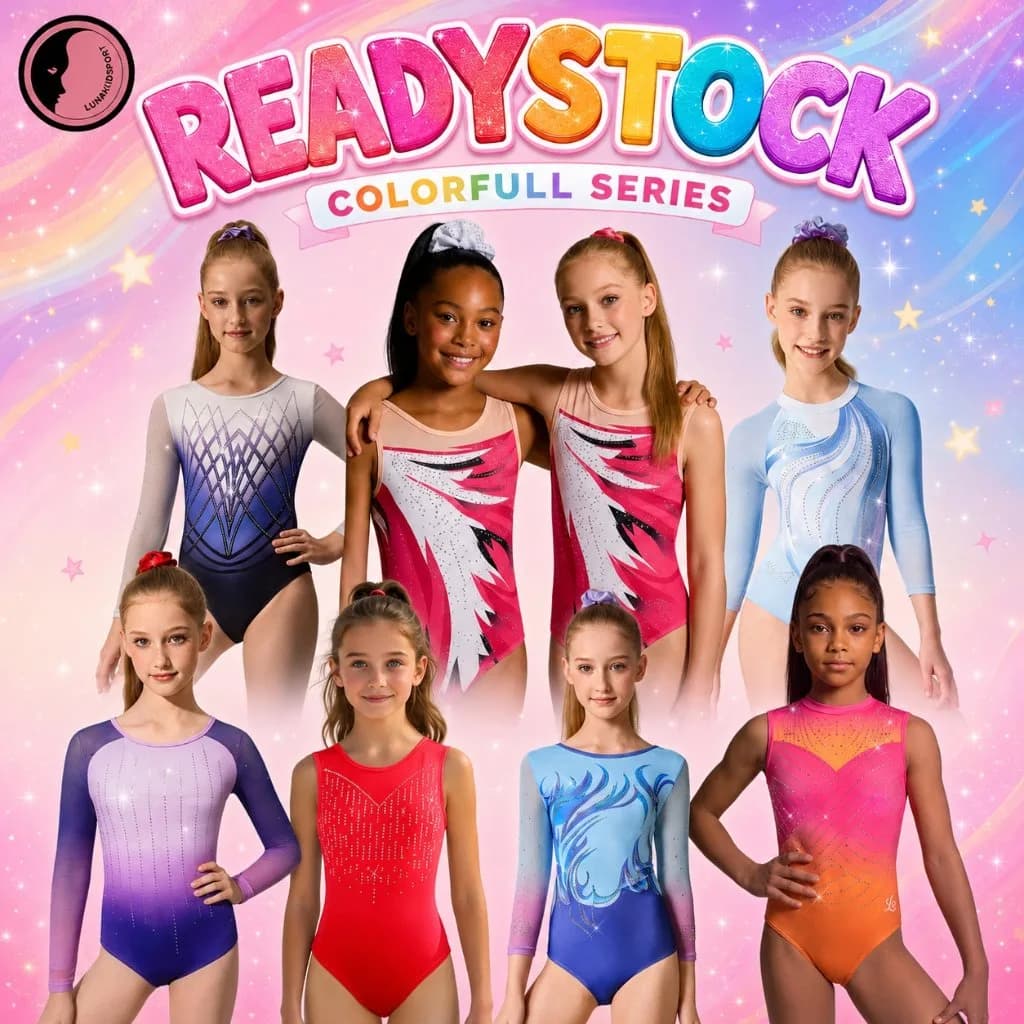 READYSTOCK! Colorful Series Premium - Leotard Gymnastic Anak Premium Glitter Baju Senam Artistik Perempuan #044